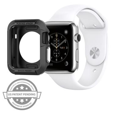 Apple Watch Serisi (42mm) Kılıf, Spigen Rugged Armor Smooth Black