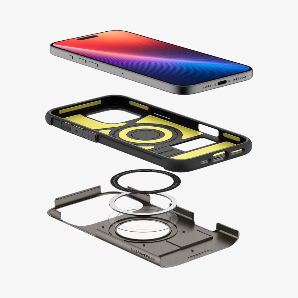 Spigen iPhone 16 Pro Max Kılıf Slim Armor MagFit MagSafe Özellikli Gunmetal