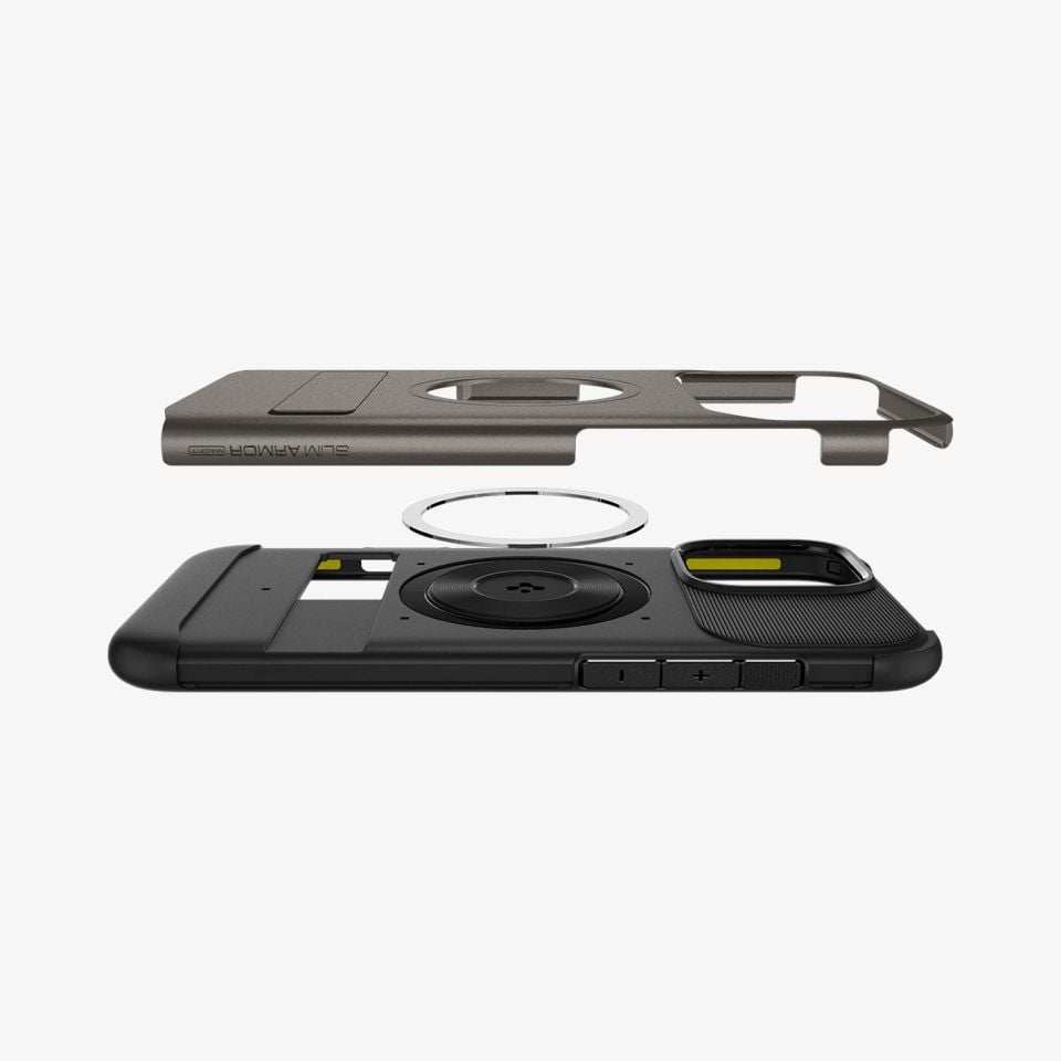Spigen iPhone 16 Pro Max Kılıf Slim Armor MagFit MagSafe Özellikli Gunmetal