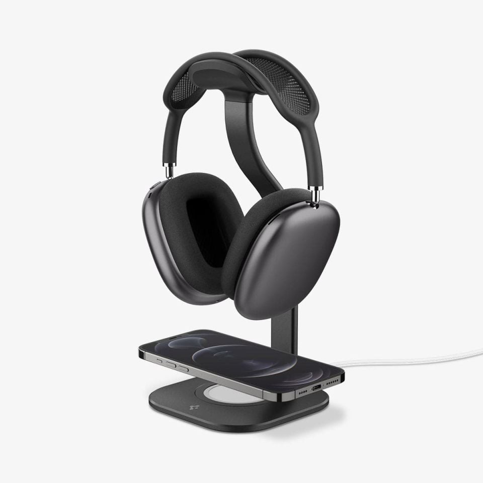 Spigen MagFit iPhone & AirPods Max için MagSafe özellikli Şarj Standı (MagSafe Şarj Dahil Değildir) S380 Black