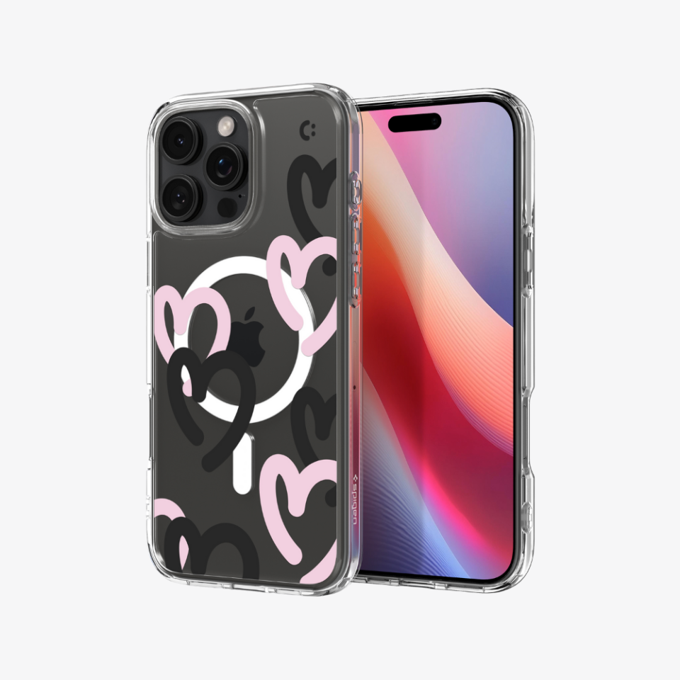 Spigen iPhone 16 Pro Max Kılıf Ultra Hybrid MagFit MagSafe Özellikli Hearts Black Pink