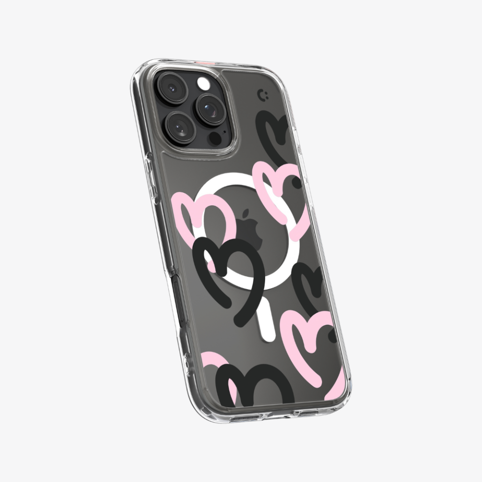 Spigen iPhone 16 Pro Max Kılıf Ultra Hybrid MagFit MagSafe Özellikli Hearts Black Pink