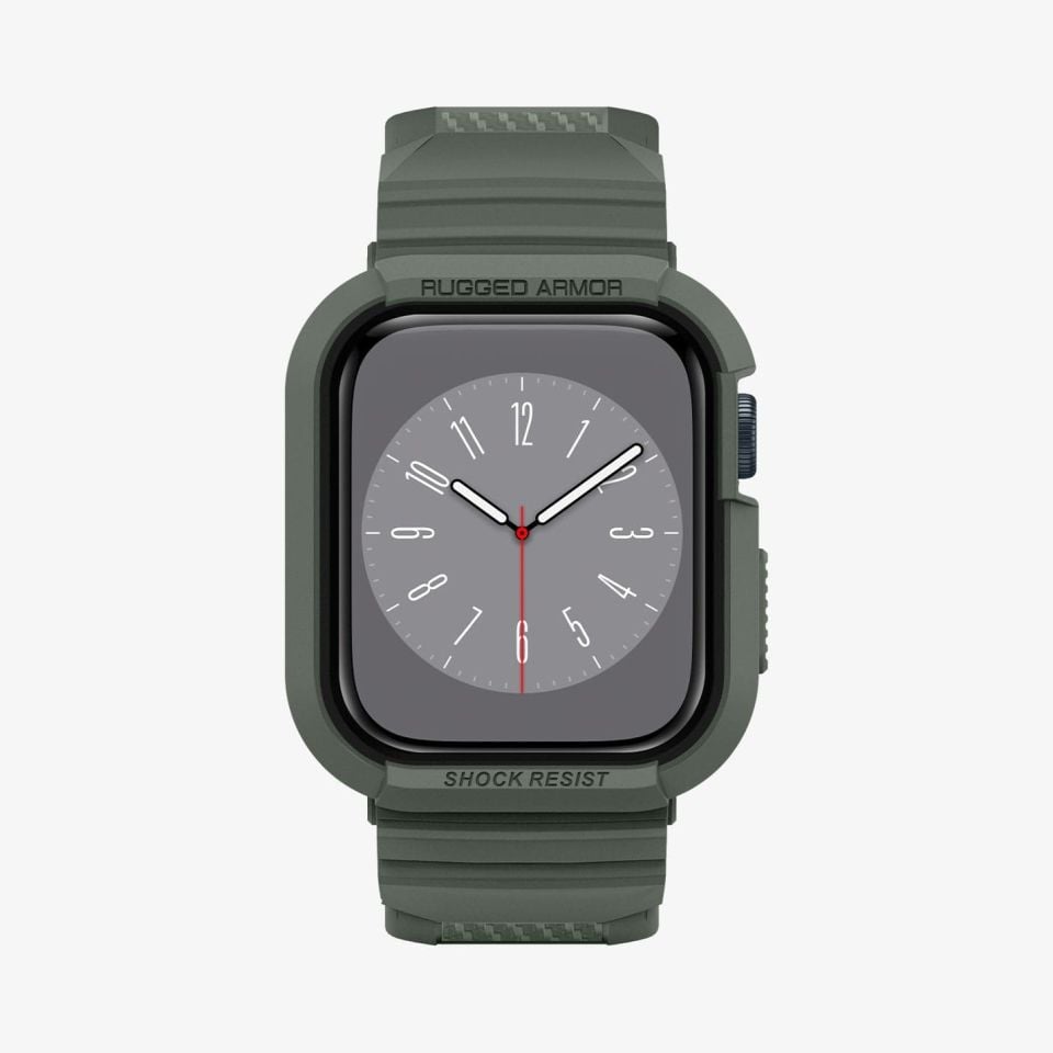 Spigen Apple Watch 41mm (Seri 9/8/7) ile uyumlu Kılıf & Kordon Kayış Rugged Armor Pro Military Green
