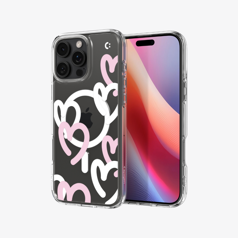 Spigen iPhone 16 Pro Max Kılıf Ultra Hybrid MagFit MagSafe Özellikli Hearts White Pink