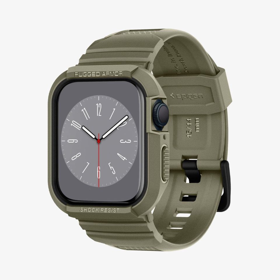 Spigen Apple Watch 45mm (Seri 9/8/7) Kılıf & Kordon Kayış Rugged Armor Pro