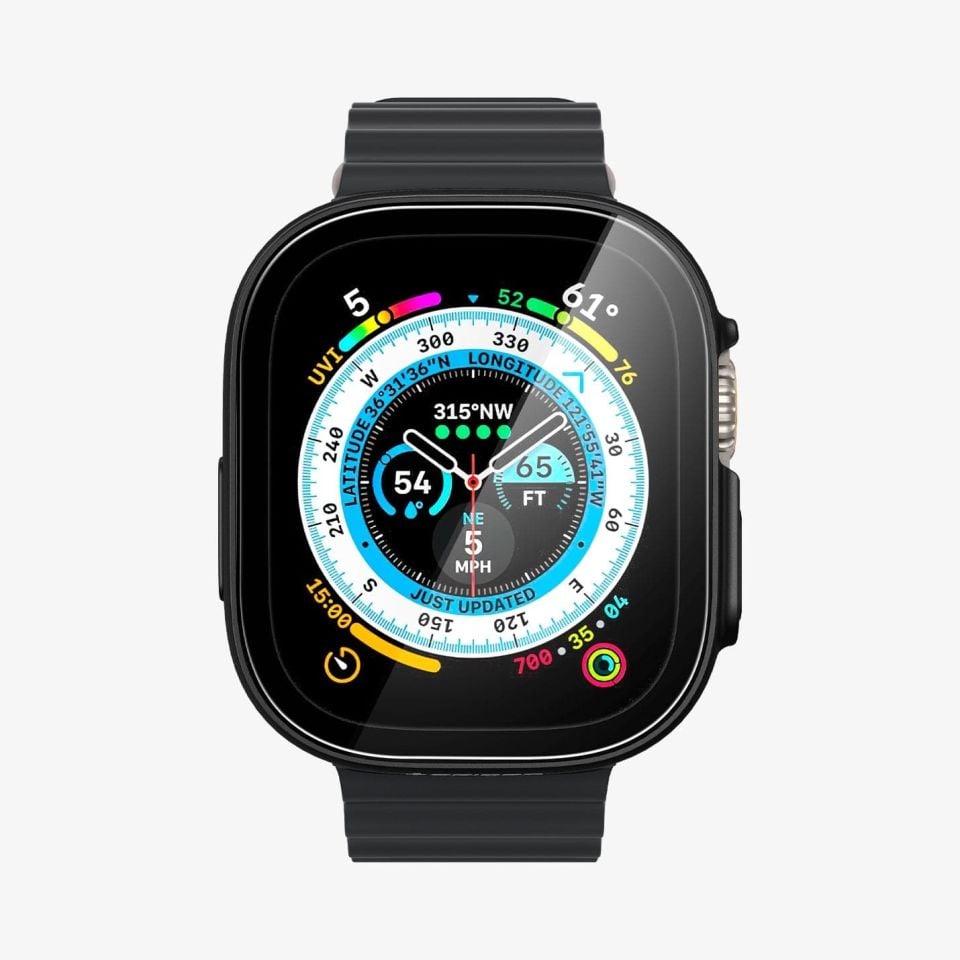 Apple Watch Ultra (49mm) ile Uyumlu Kılıf, Spigen Thin Fit 360 + Cam Ekran Koruyucu