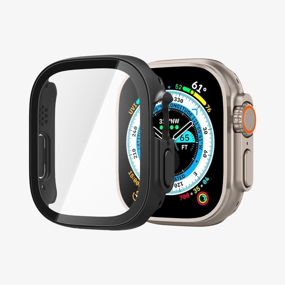 Apple Watch Ultra (49mm) ile Uyumlu Kılıf, Spigen Thin Fit 360 + Cam Ekran Koruyucu