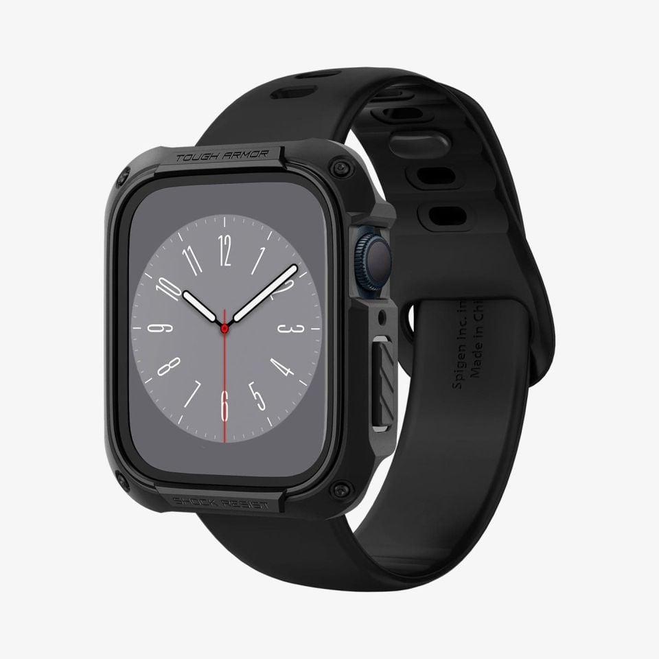Spigen Apple Watch 45mm (Seri 9/8/7) Kılıf Tough Armor Black