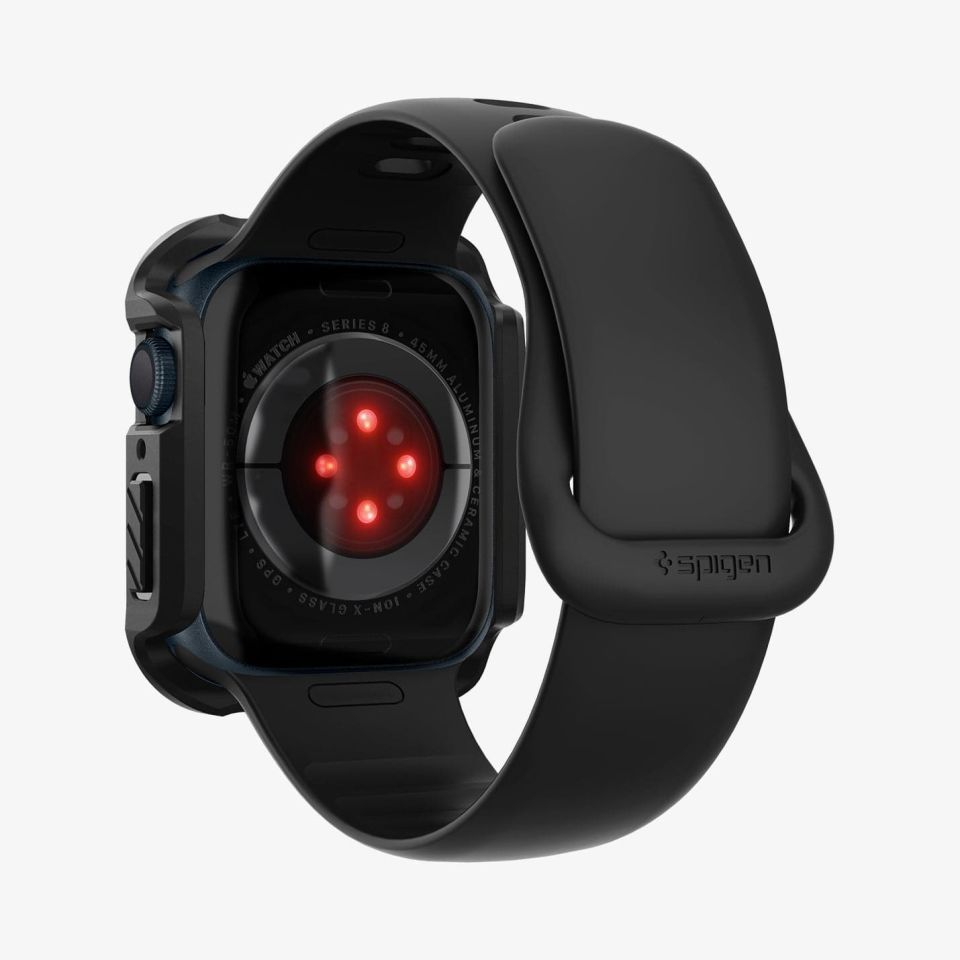 Spigen Apple Watch 45mm (Seri 9/8/7) Kılıf Tough Armor Black