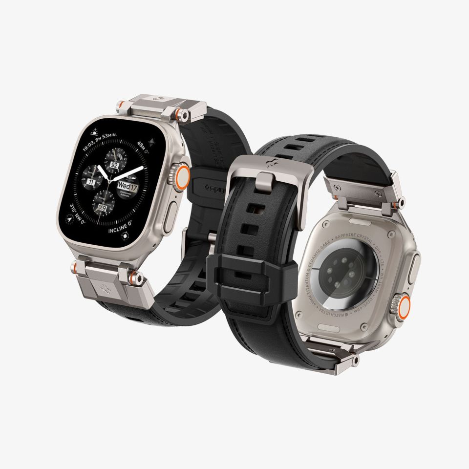 Spigen Apple Watch 49mm Ultra 2/1 - 46mm Seri 10 - 45mm Seri 9/8/7 - 44mm Seri SE2/SE/6/5/4 Kordon Kayış Band DuraPro Armor PU
