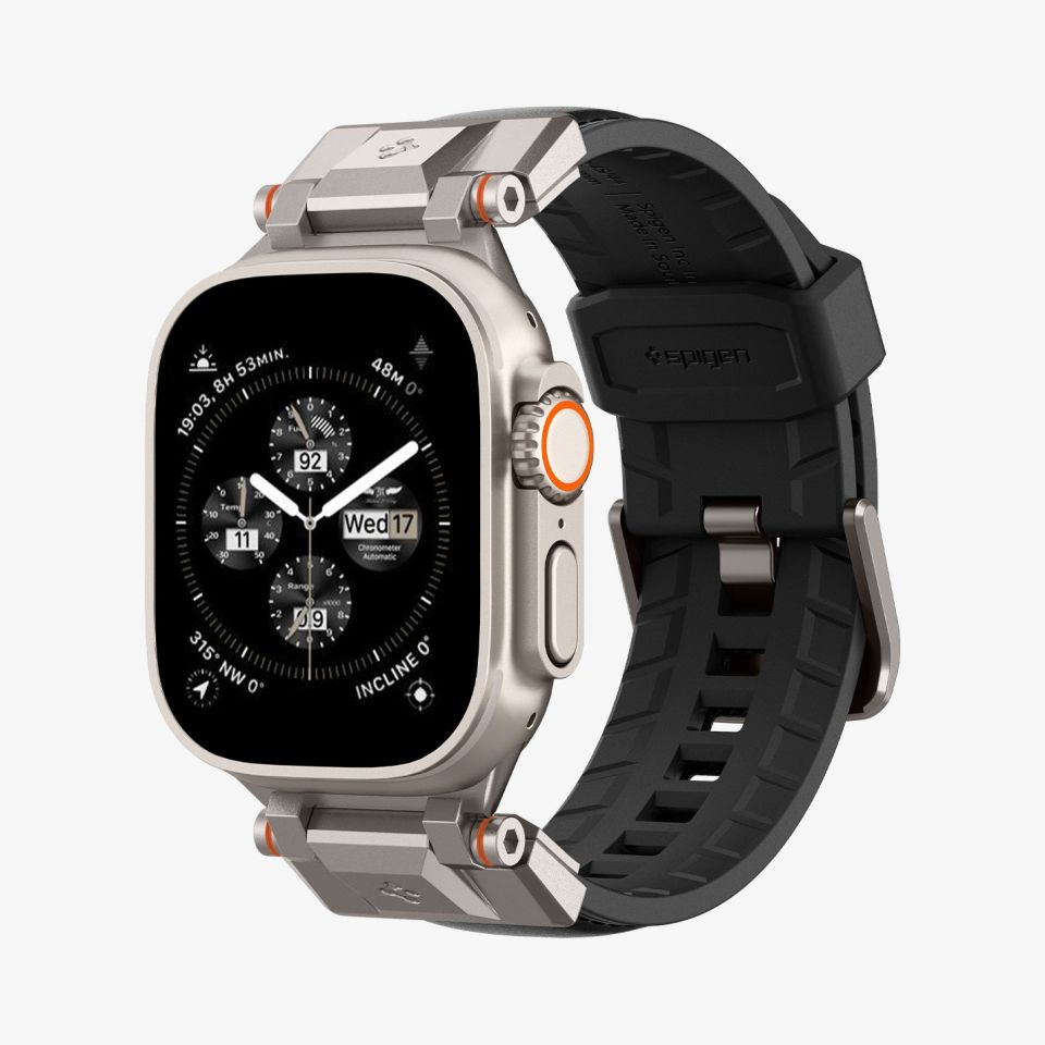 Spigen Apple Watch 49mm Ultra 2/1 - 46mm Seri 10 - 45mm Seri 9/8/7 - 44mm Seri SE2/SE/6/5/4 Kordon Kayış Band DuraPro Armor PU