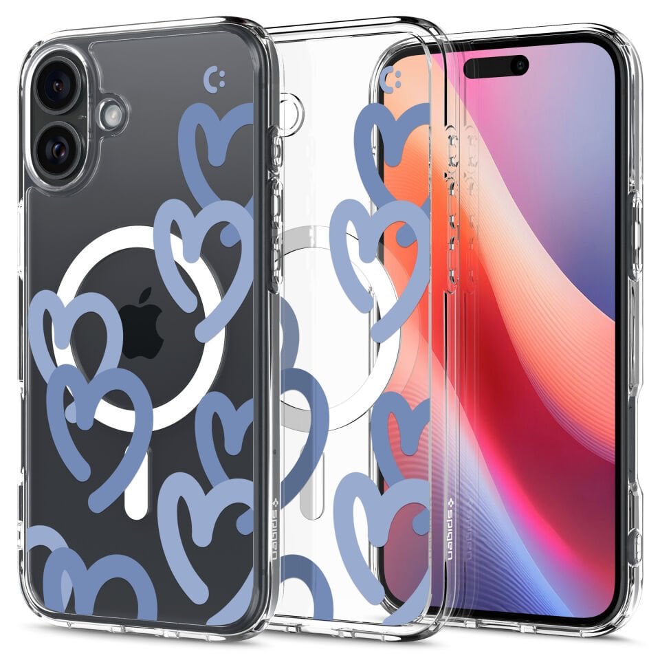 Spigen iPhone 16 Kılıf Ultra Hybrid MagFit MagSafe Özellikli Hearts Denim