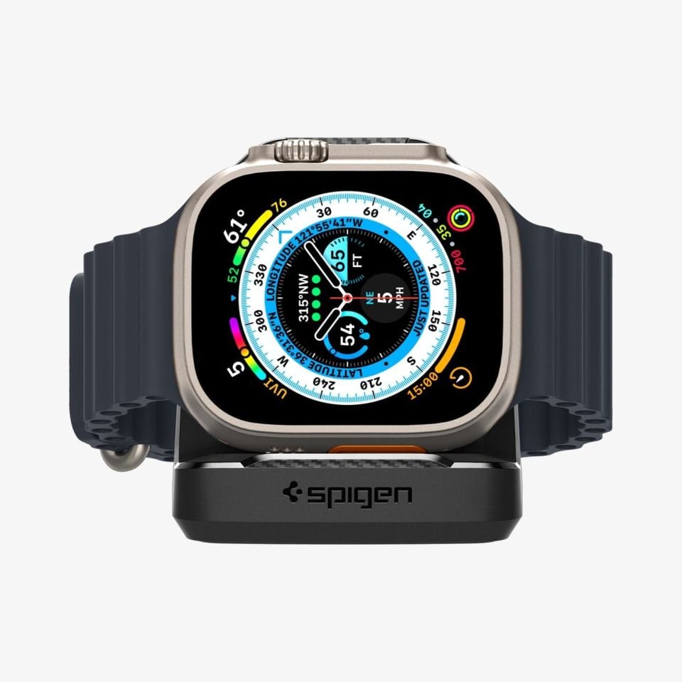 Spigen Apple Watch Serileri ile Uyumlu Gece Standı Rugged Armor Night Stand Black