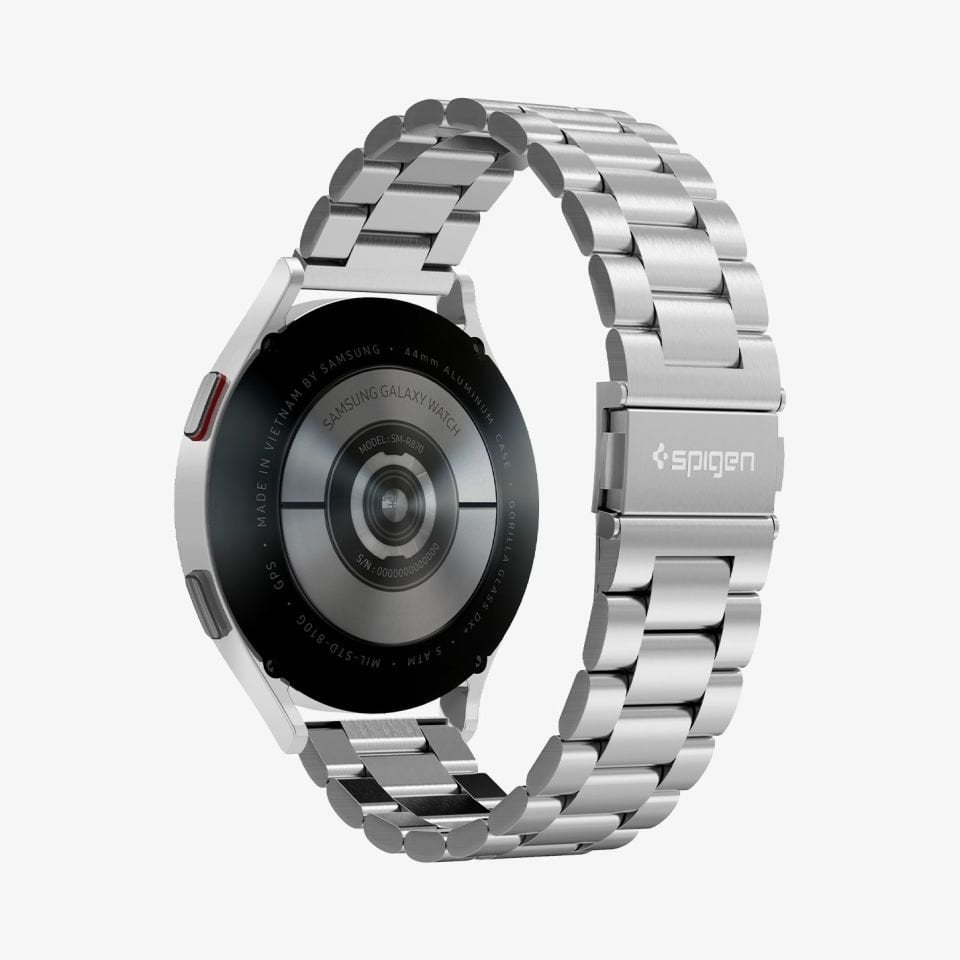 Spigen Samsung Galaxy Watch Serisi (40mm / 41mm / 42mm / 43mm / 44mm / 45mm / 46mm / 47mm) Kayış Kordon, Spigen Band Modern Fit (20mm) Silver