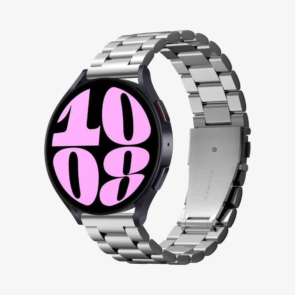 Spigen Samsung Galaxy Watch Serisi (40mm / 41mm / 42mm / 43mm / 44mm / 45mm / 46mm / 47mm) Kayış Kordon, Spigen Band Modern Fit (20mm) Silver
