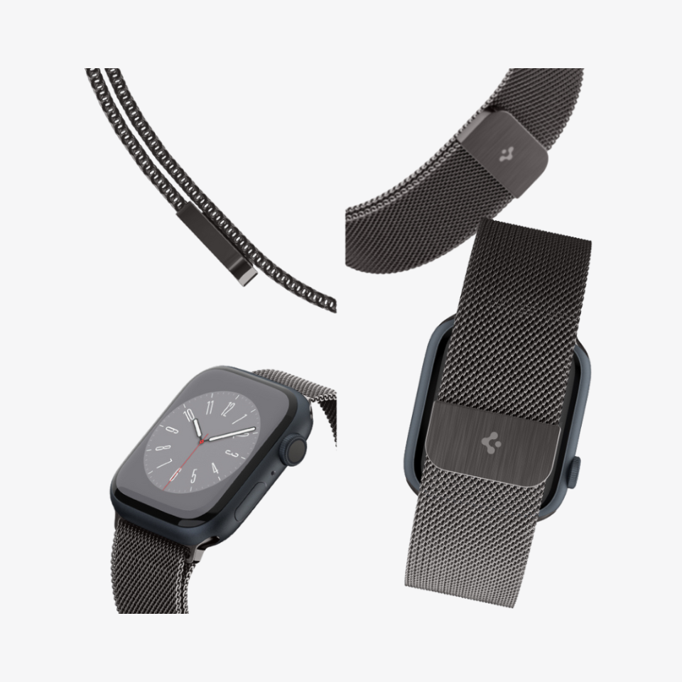 Spigen Apple Watch 49mm Ultra 2/1 - 46mm Seri 10 - 45mm Seri 9/8/7 - 44mm Seri SE2/SE/6/5/4 Kordon Kayış Band Metal Fit Silver