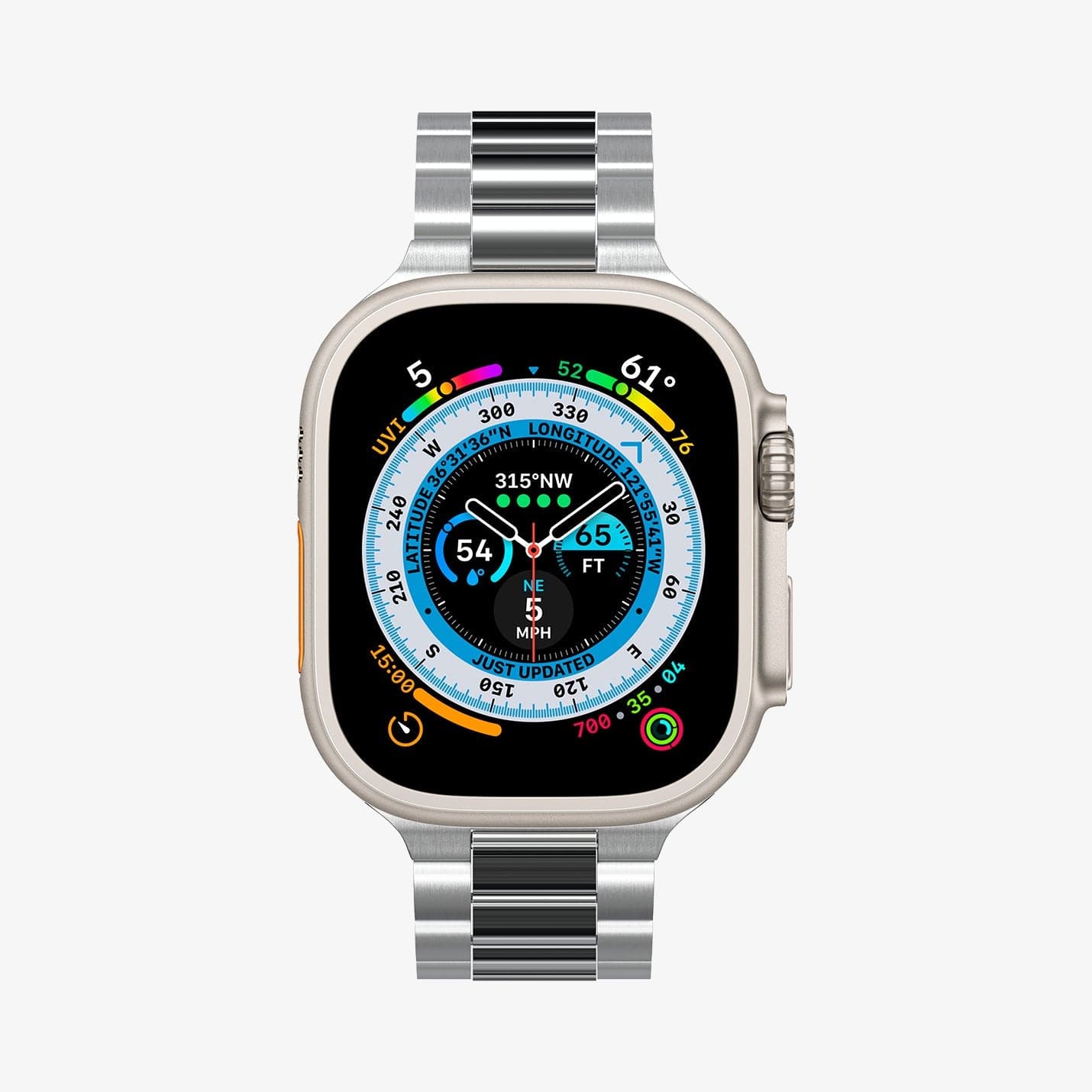 Spigen Apple Watch 49mm Ultra 2/1 - 46mm Seri 10 - 45mm Seri 9/8/7 - 44mm Seri SE2/SE/6/5/4 Kordon Kayış Band Modern Fit Silver