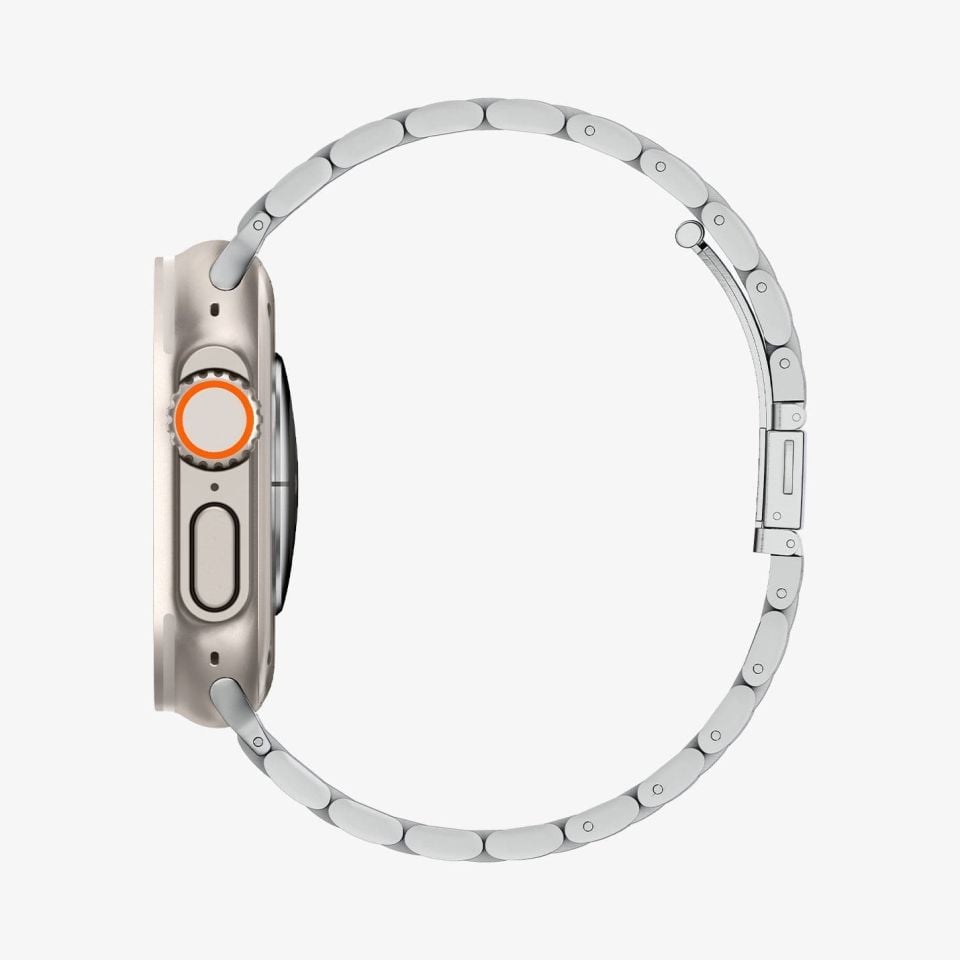 Spigen Apple Watch 49mm Ultra 2/1 - 46mm Seri 10 - 45mm Seri 9/8/7 - 44mm Seri SE2/SE/6/5/4 Kordon Kayış Band Modern Fit Silver