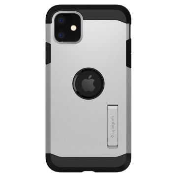 iPhone 11 Kılıf, Spigen Tough Armor Satin Silver