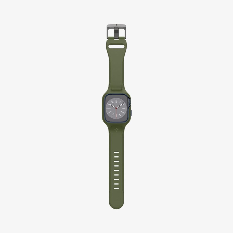 Spigen Apple Watch 45mm (Seri 9/8/7) Kılıf & Kordon Kayış Liquid Air Pro Moss Green