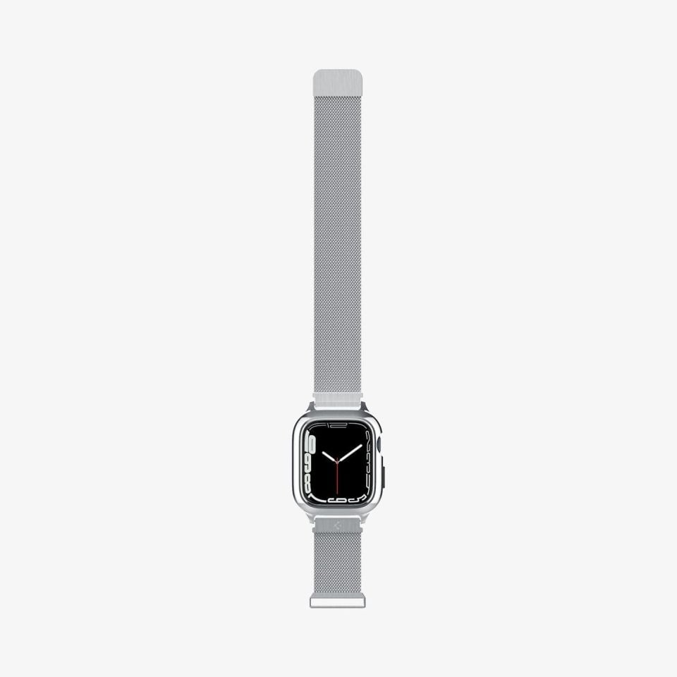 Apple Watch Serisi (41mm / 40mm) ile Uyumlu Kılıf, Spigen Metal Fit Pro Silver