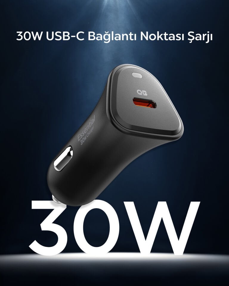 Spigen 30W USB-C Araç içi Hızlı Şarj Aleti Samsung PPS Destekli Akım Korumalı Güç Adaptörü iPhone & Android & iPad Type-C PD 3.0 EV301