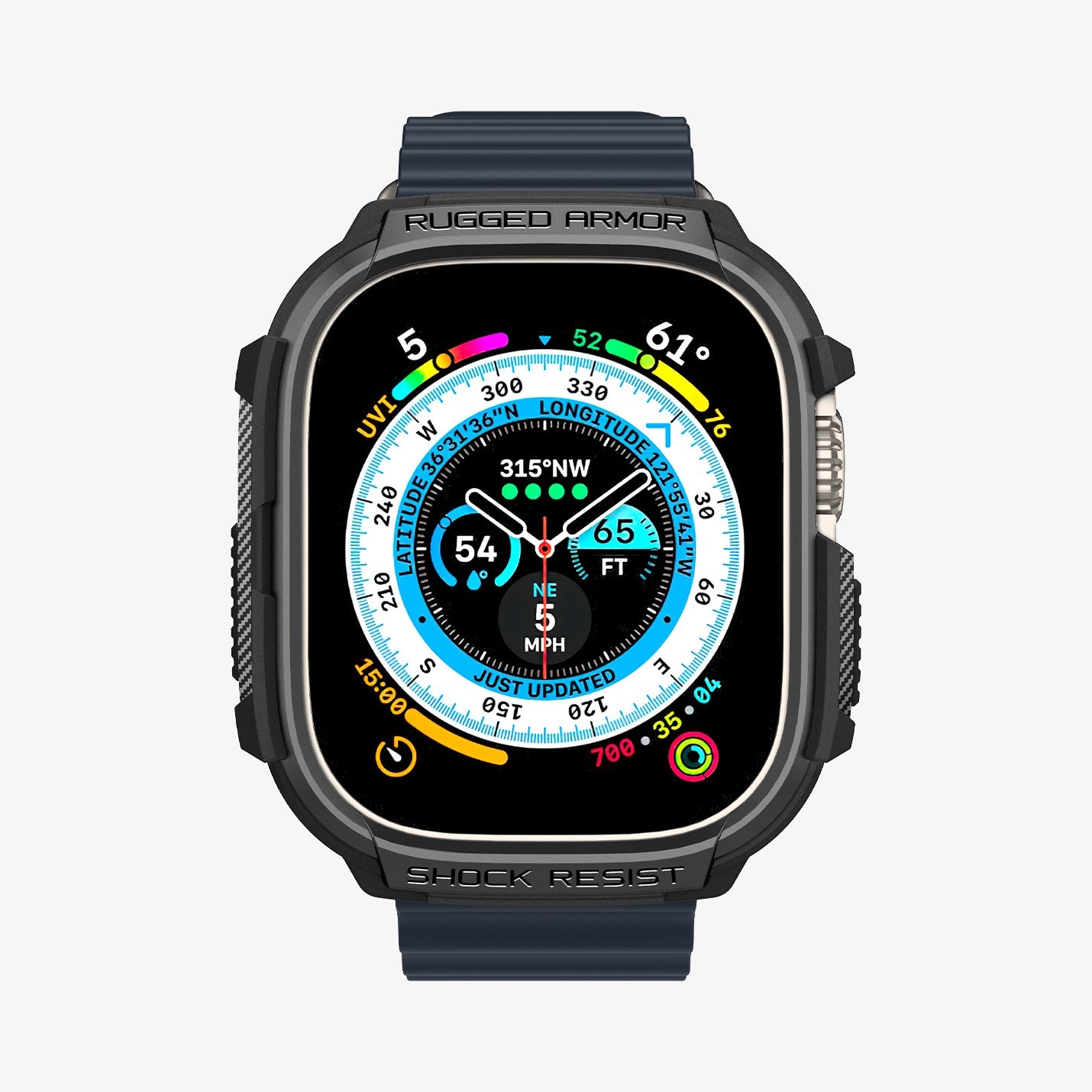 Apple Watch Ultra (49mm) ile Uyumlu Kılıf, Spigen Rugged Armor Matte Black