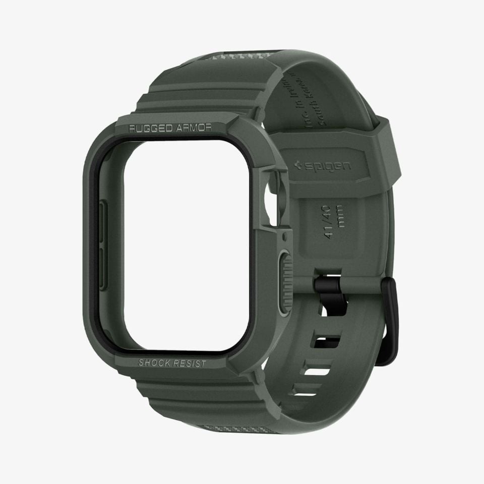 Apple Watch Seri (45mm / 44mm) Kılıf, Spigen Rugged Armor Pro Military Green