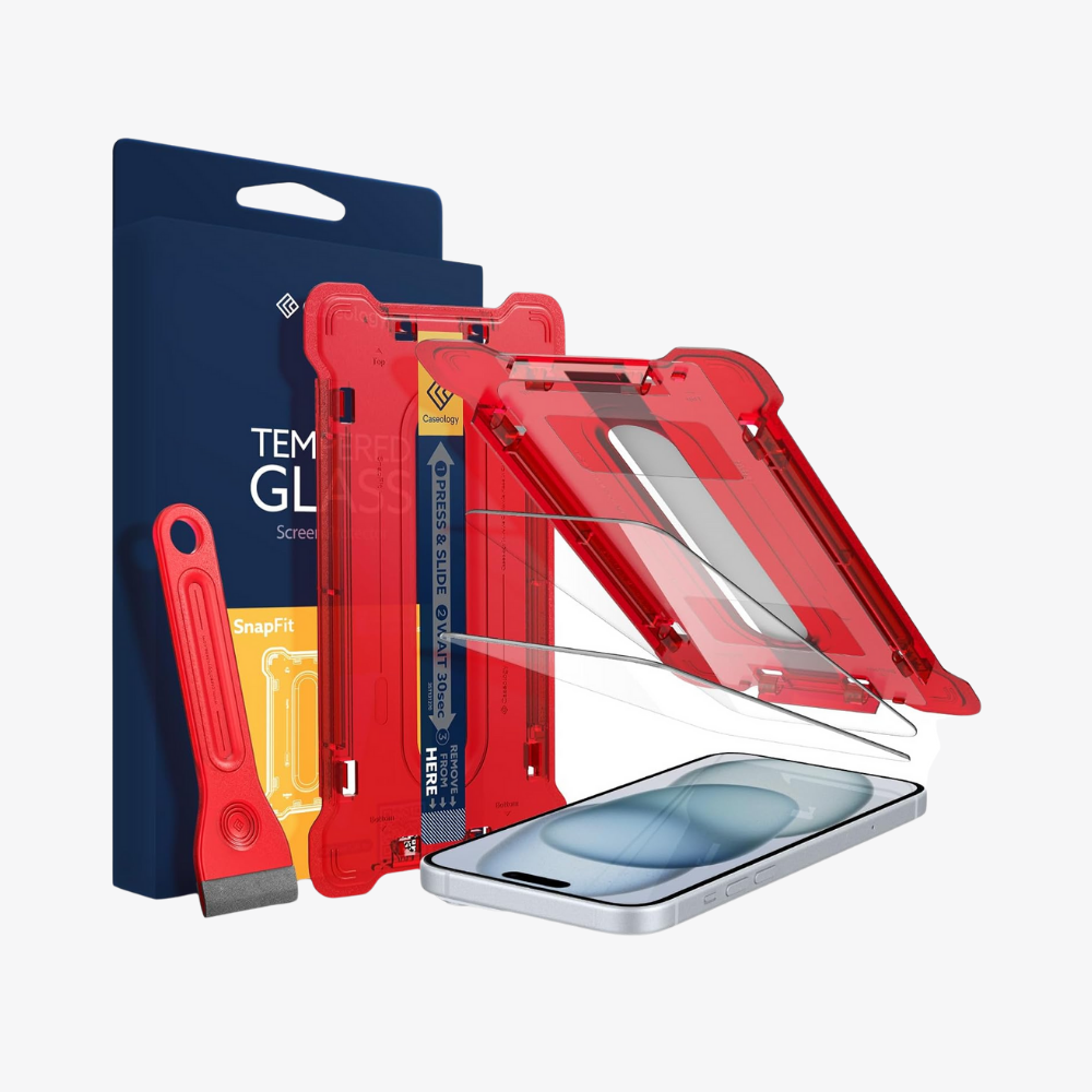 Spigen Caseology iPhone 15 Cam Ekran Koruyucu Kolay Kurulum Snap Fit (2 Adet)