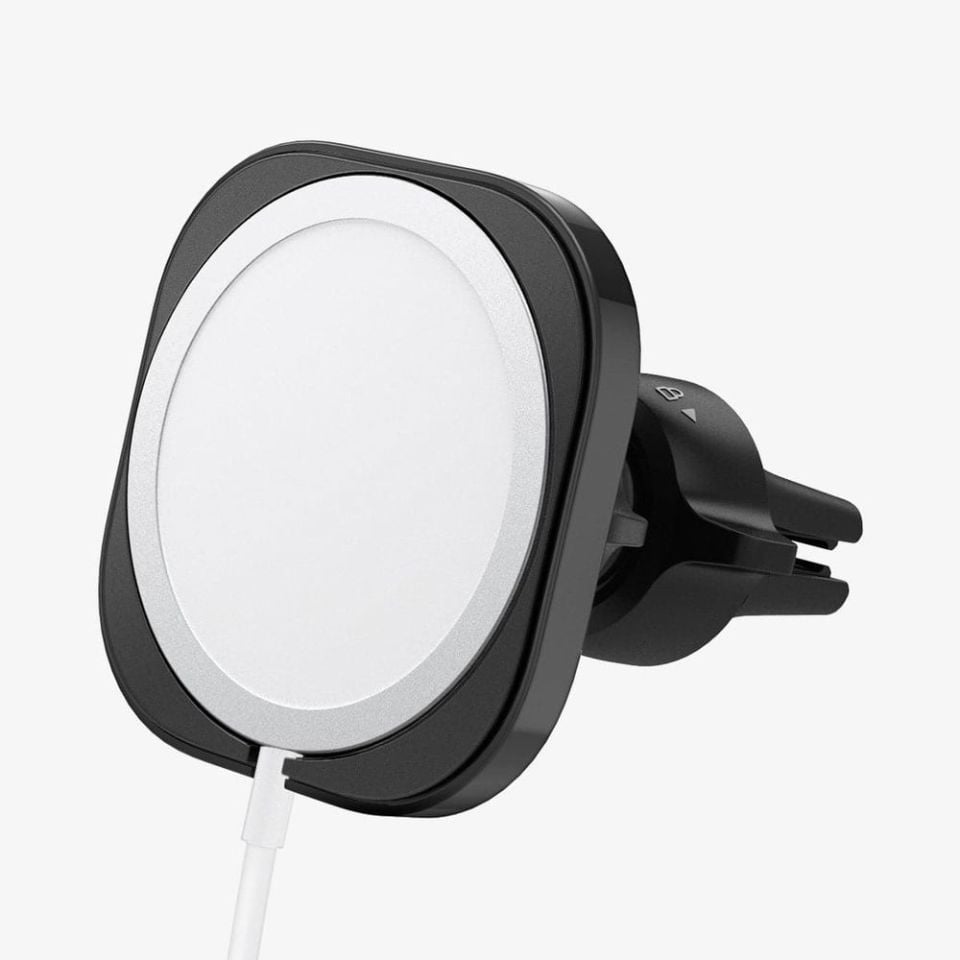 Spigen Mag Fit Araç Tutucu for MagSafe Şarj Aleti iPhone 15 / iPhone 14 / iPhone 13 / iPhone 12 Serisi ile Uyumlu (MagSafe Dahil Değildir)