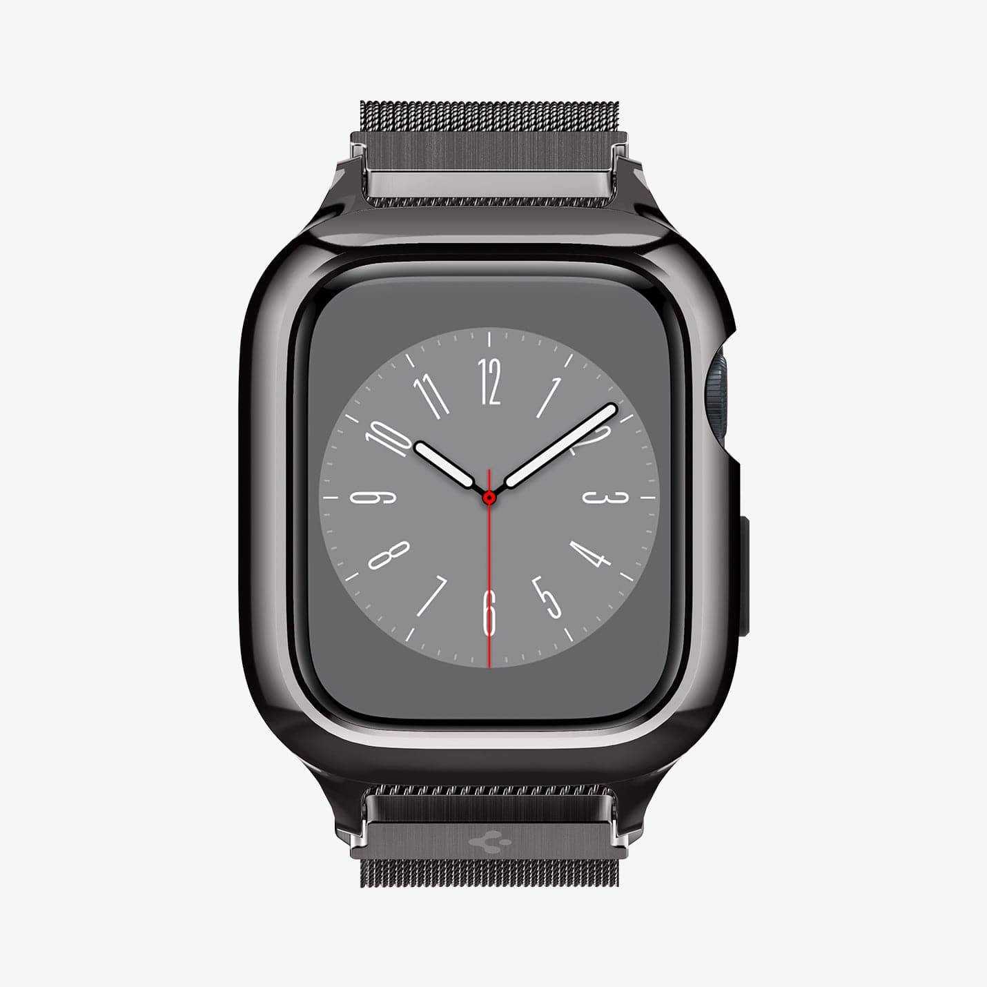 Spigen Apple Watch 45mm (Seri 9/8/7) Kılıf & Kordon Kayış Metal Fit Pro Graphite