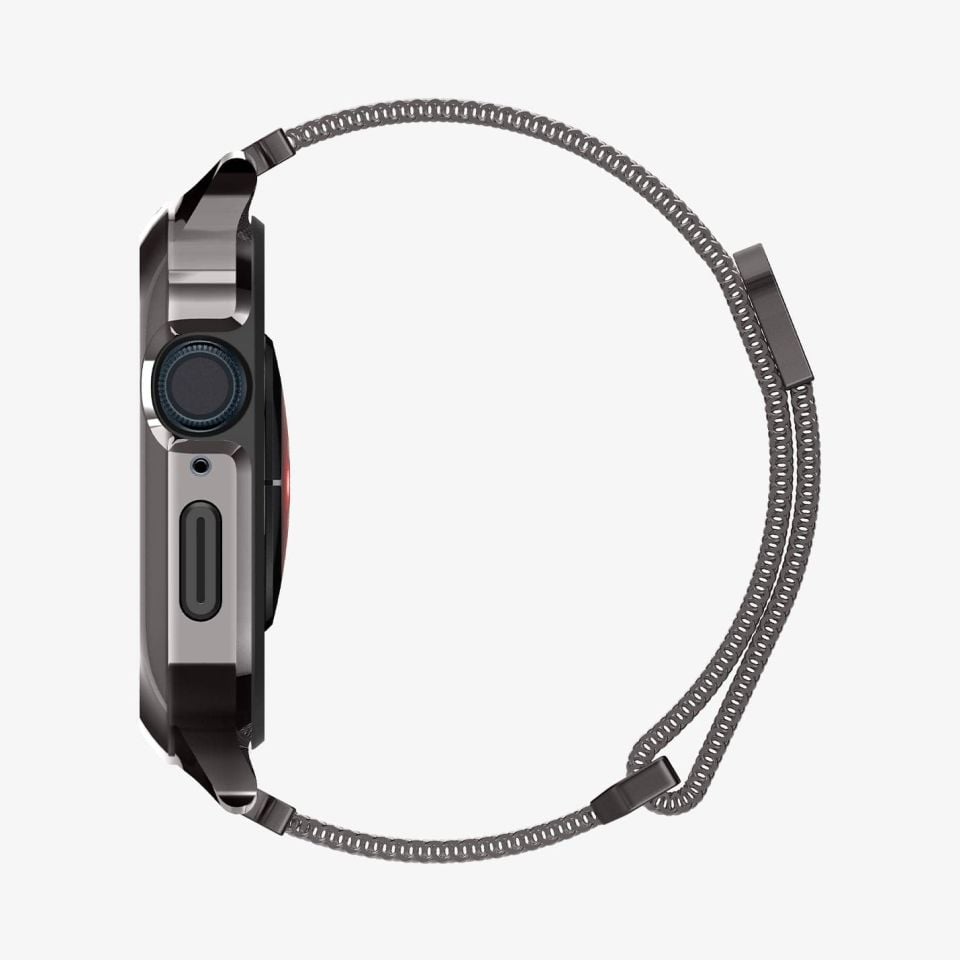 Spigen Apple Watch 45mm (Seri 9/8/7) Kılıf & Kordon Kayış Metal Fit Pro Graphite