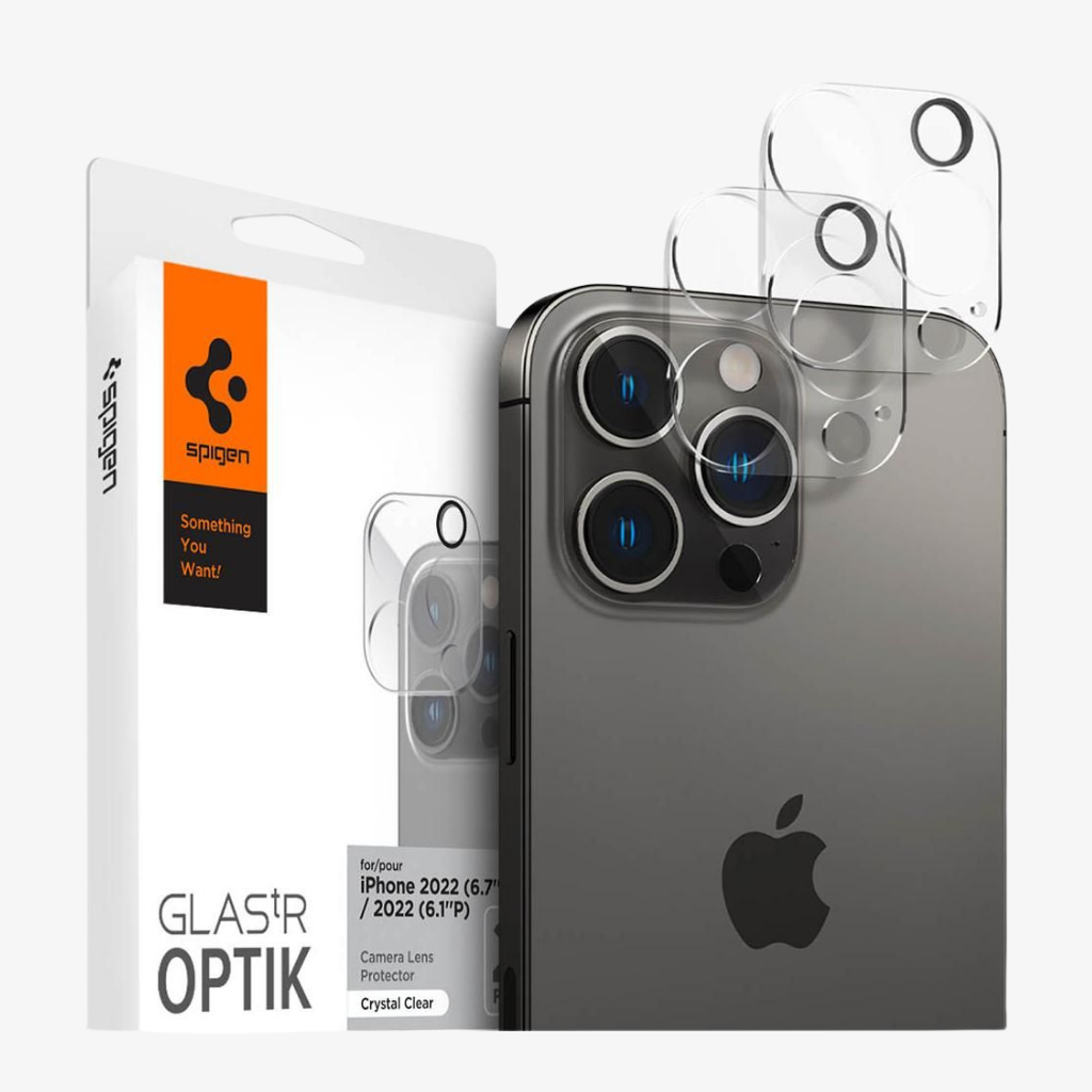 Spigen iPhone 16 Pro Max / 16 Pro / 15 Pro Max / 15 Pro / 14 Pro Max / 14 Pro Kamera Lens Camı Koruyucu Glas.tR Optik (2 Adet) Crystal Clear
