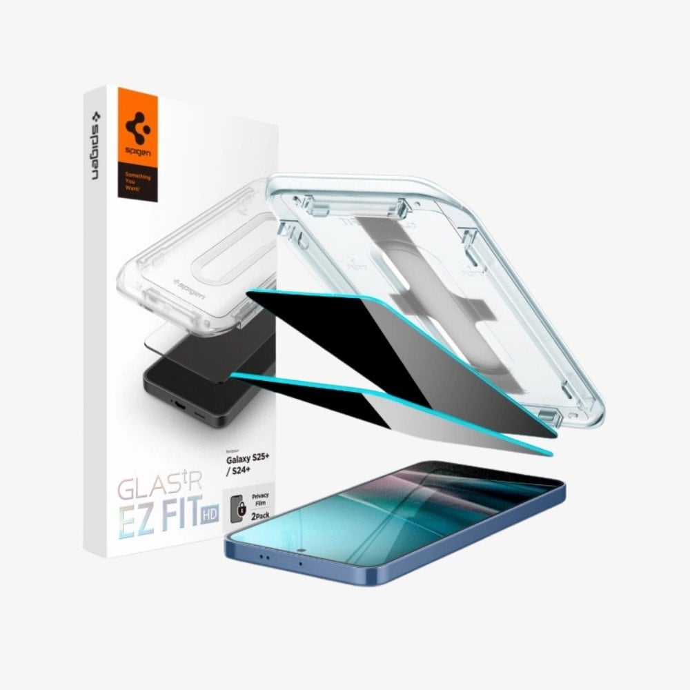 Spigen Galaxy S25 Plus / S24 Plus Hayalet Cam Ekran Koruyucu Kolay Kurulum Glas.tR EZ Fit Privacy HD (2 Adet)