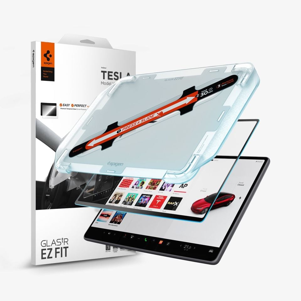 Spigen Tesla Model Y (2025) Juniper & Model 3 (2025-2024) Cam Ekran Koruyucu GLAS.tR EZ Fit Anti-Glare