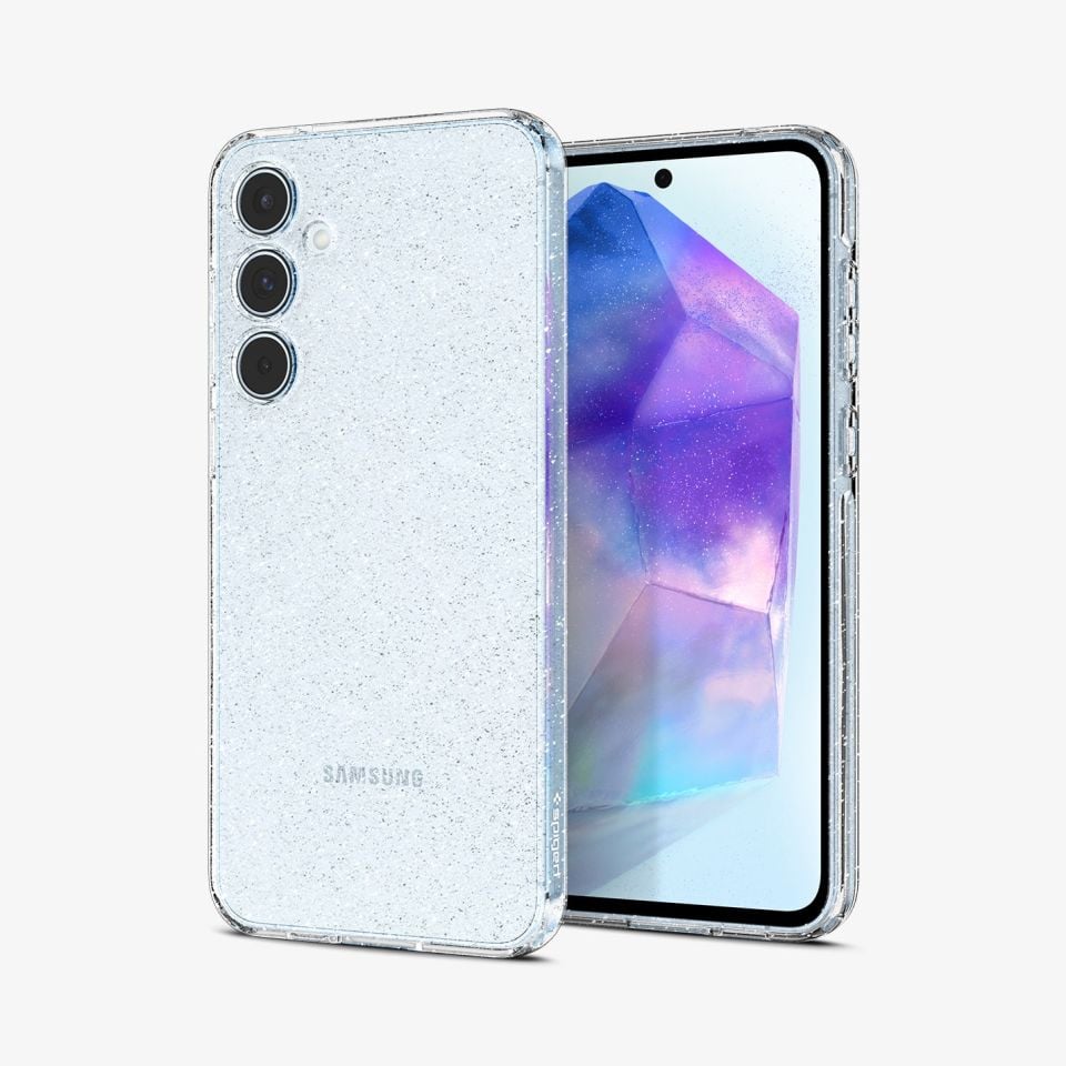 Spigen Galaxy A55 Kılıf Liquid Crystal Glitter 4 Tarafı Tam Koruma Crystal Quartz