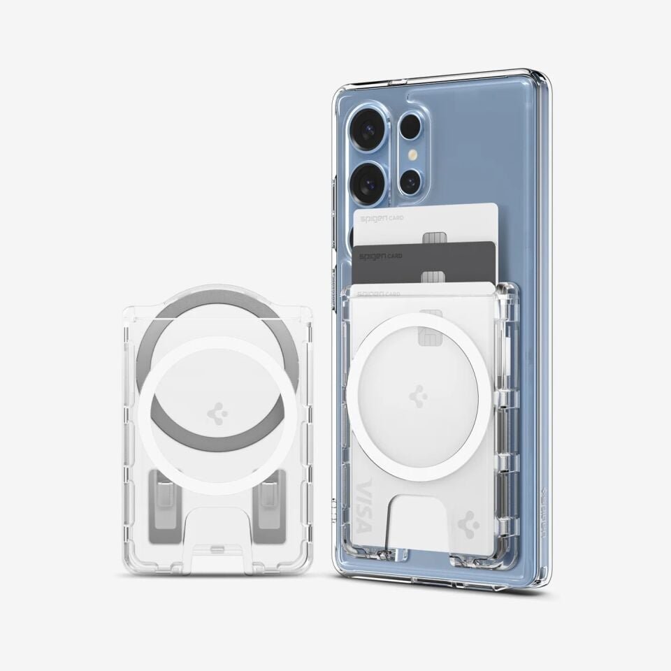 Spigen iPhone ve Samsung MagFit+ Kılıflar ile Uyumlu 3 Kartlı Manyetik Cüzdan Ultra Hybrid