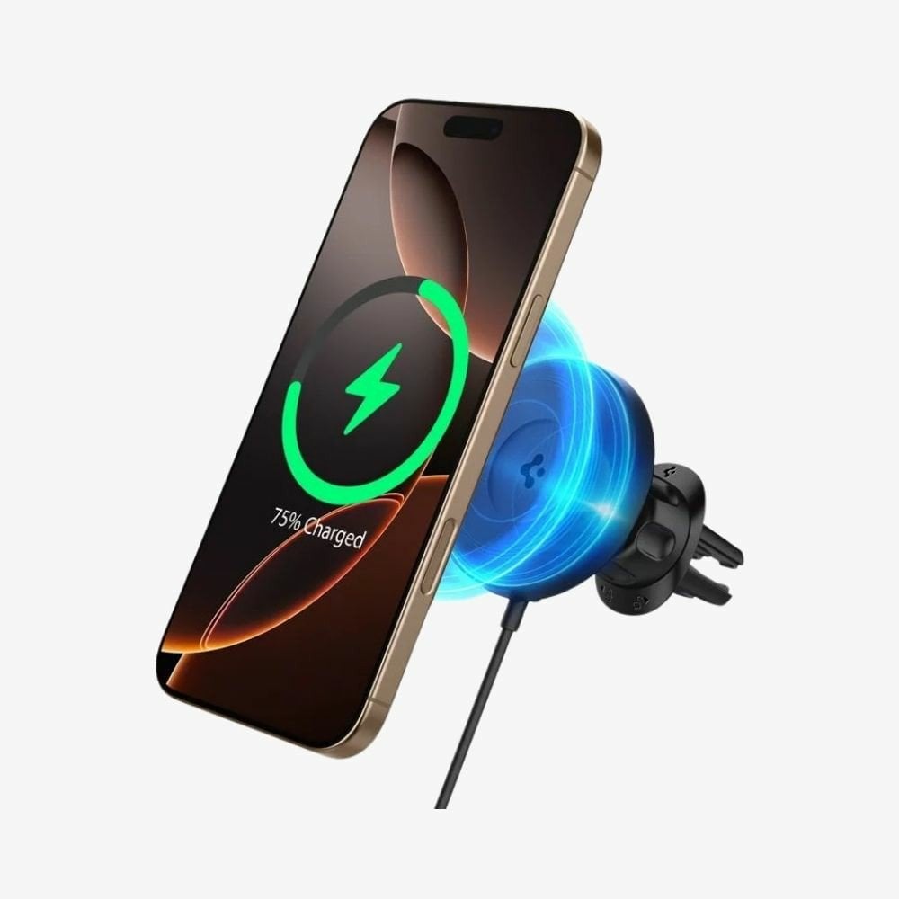 Spigen MagFit Air Vent Araç içi Telefon Tutucu + Manyetik Kablosuz Şarj Cihazı iPhone için MagSafe özellikli OneTap Pro4