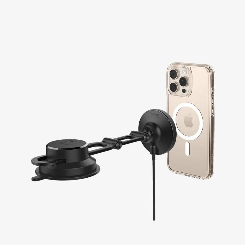 Spigen MagFit Dashboard Araç içi Telefon Tutucu + Manyetik Kablosuz Şarj Cihazı iPhone için MagSafe özellikli OneTap Pro4
