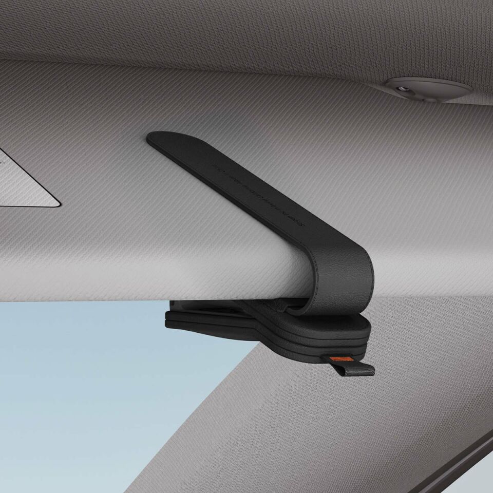 Spigen Premium Güneş Gözlüğü Tutucu Tüm Araçlar ile Uyumlu Manyetik Klipsli Velo Vegan Deri Black (2 Adet)