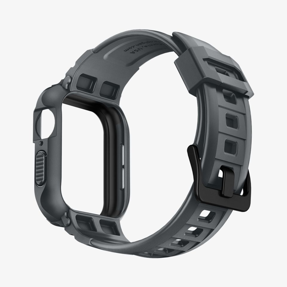 Spigen Apple Watch 45mm (Seri 9/8/7) Kılıf & Kordon Kayış Rugged Armor Pro Dark Gray