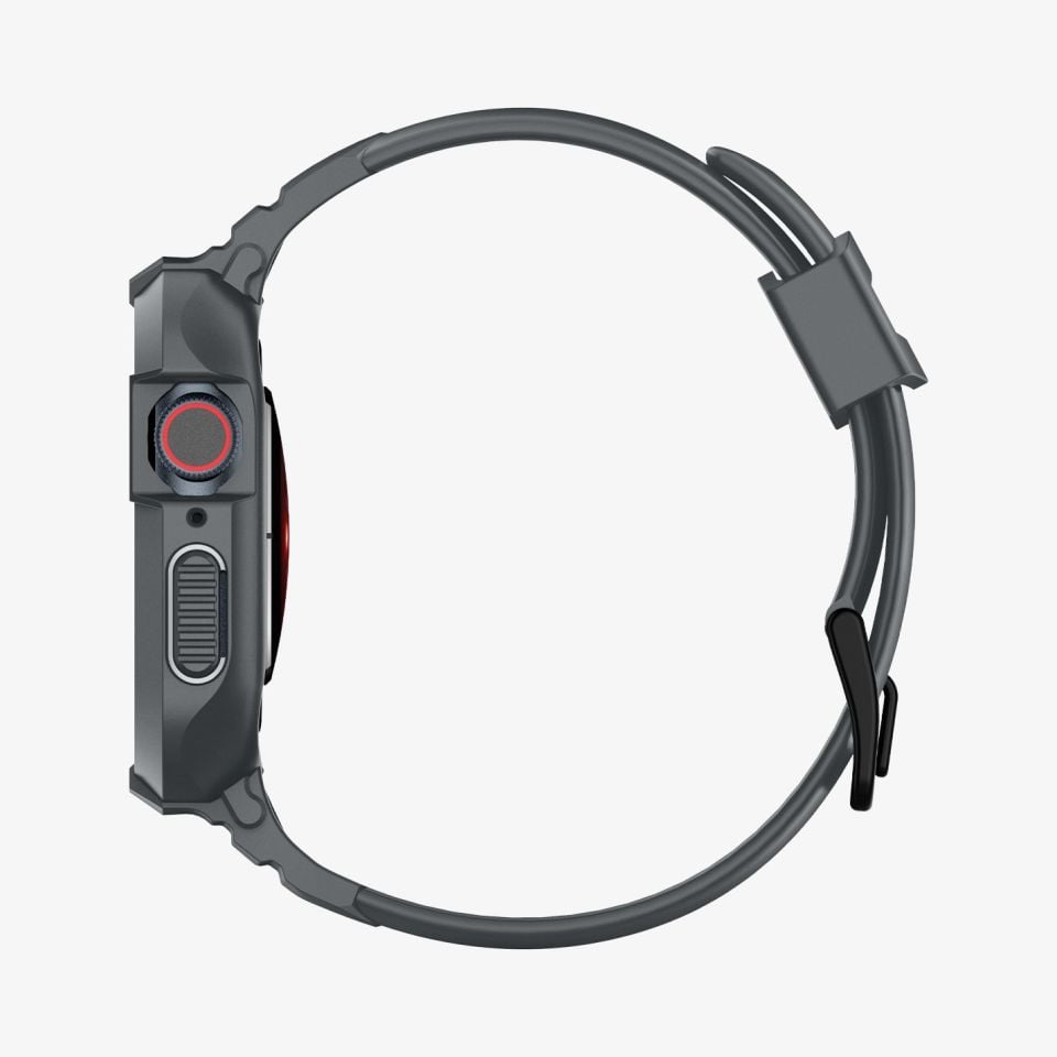 Spigen Apple Watch 45mm (Seri 9/8/7) Kılıf & Kordon Kayış Rugged Armor Pro Dark Gray