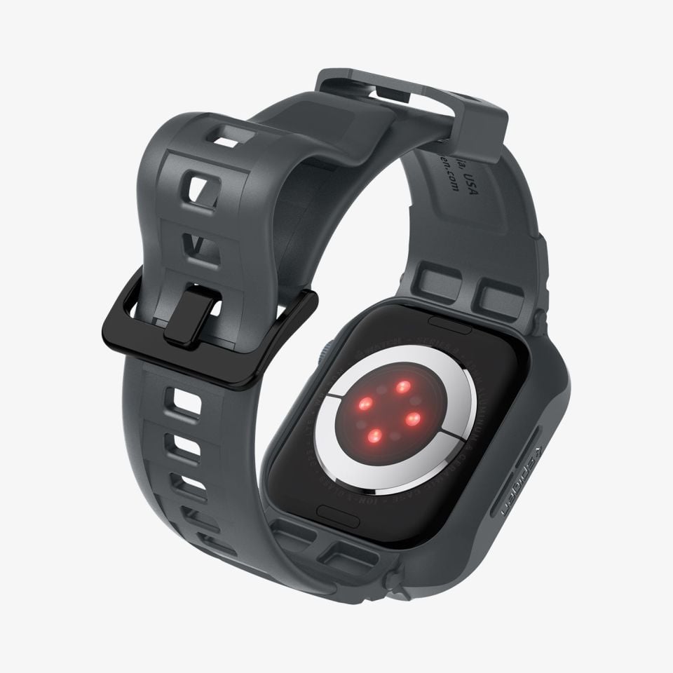 Spigen Apple Watch 45mm (Seri 9/8/7) Kılıf & Kordon Kayış Rugged Armor Pro Dark Gray