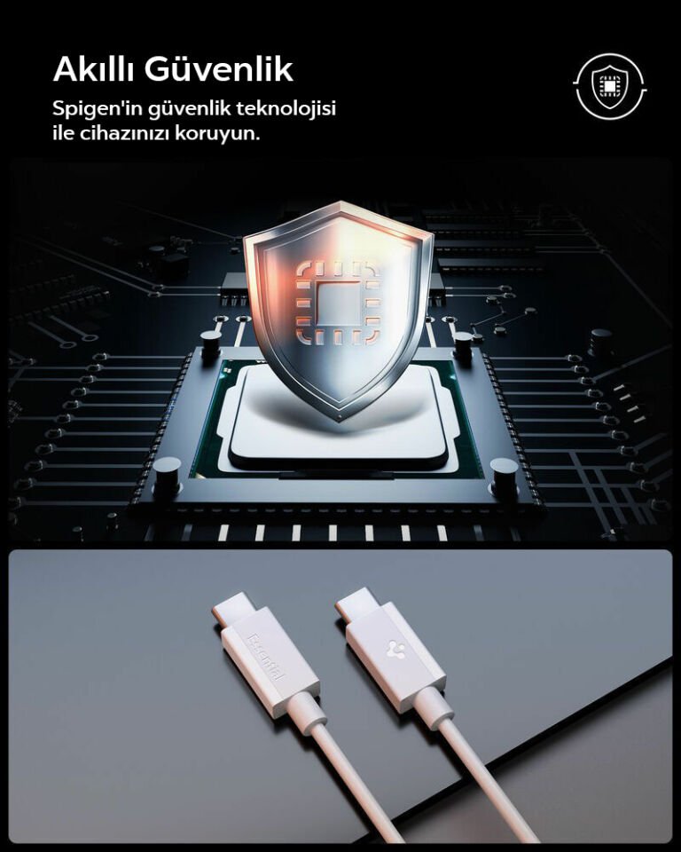 Spigen USB-C to USB-C 2 Metre Kablo 60W Güç / PPS 2.0 Super Hızlı Şarj / 480 Mbps Data Aktarım Hızı Type-C Ekstra Dayanıklı
