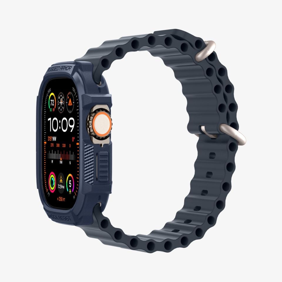 Spigen Apple Watch 49mm (Ultra 3/2/1) ile uyumlu Kılıf Rugged Armor Navy Blue