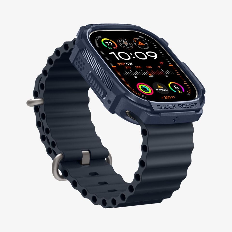 Spigen Apple Watch 49mm (Ultra 3/2/1) ile uyumlu Kılıf Rugged Armor Navy Blue