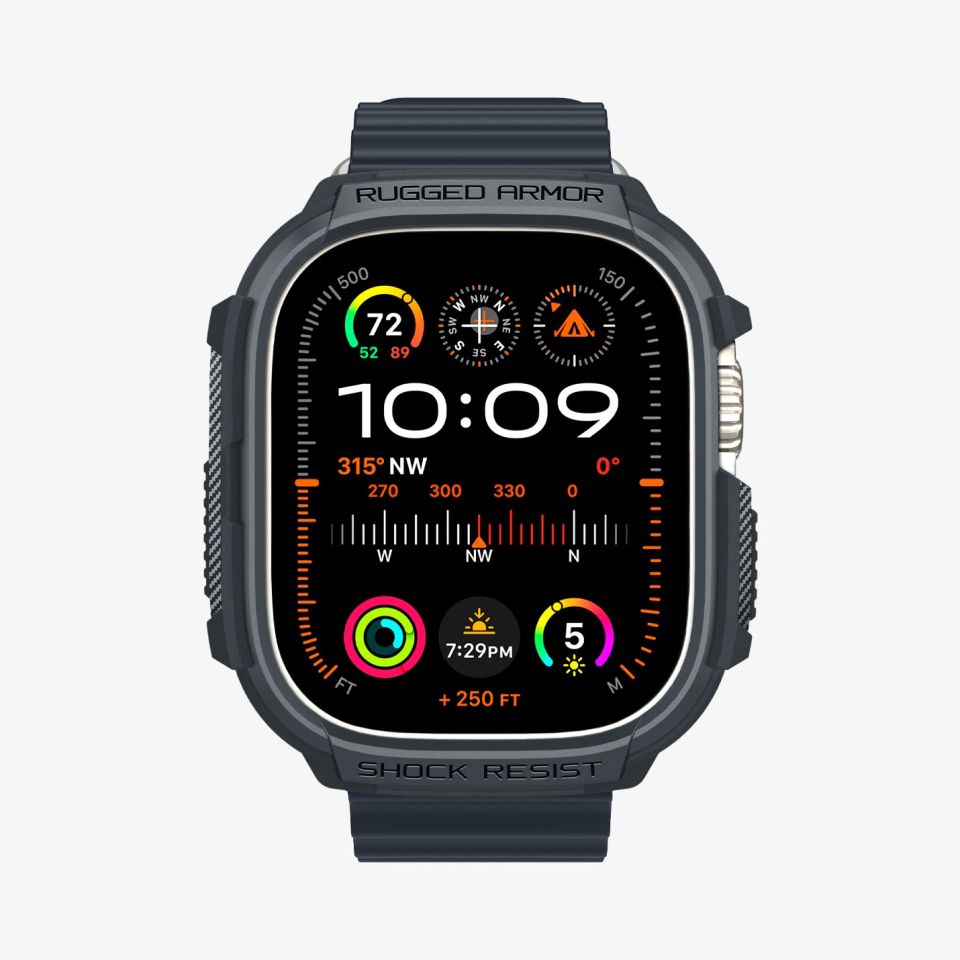 Spigen Apple Watch 49mm (Ultra 2/1) Kılıf Rugged Armor Dark Gray