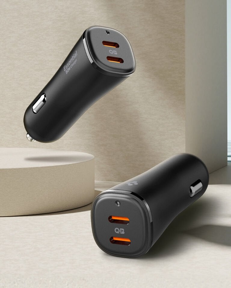 Spigen 50W USB-C 2 Port Araç içi Hızlı Şarj Aleti Samsung PPS Destekli Akım Korumalı Güç Adaptörü Çakmaklık iPhone & Android & iPad & MacBook Type-C PD 3.0 30W + 20W EV502 Black