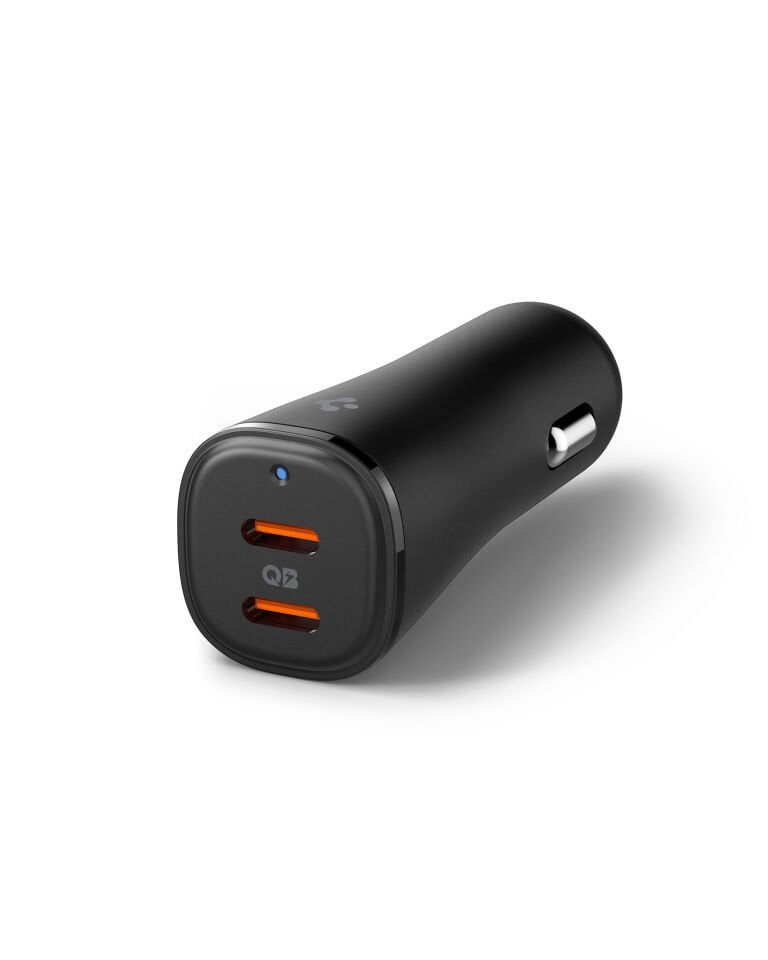 Spigen 50W USB-C 2 Port Araç içi Hızlı Şarj Aleti Samsung PPS Destekli Akım Korumalı Güç Adaptörü Çakmaklık iPhone & Android & iPad & MacBook Type-C PD 3.0 30W + 20W EV502 Black
