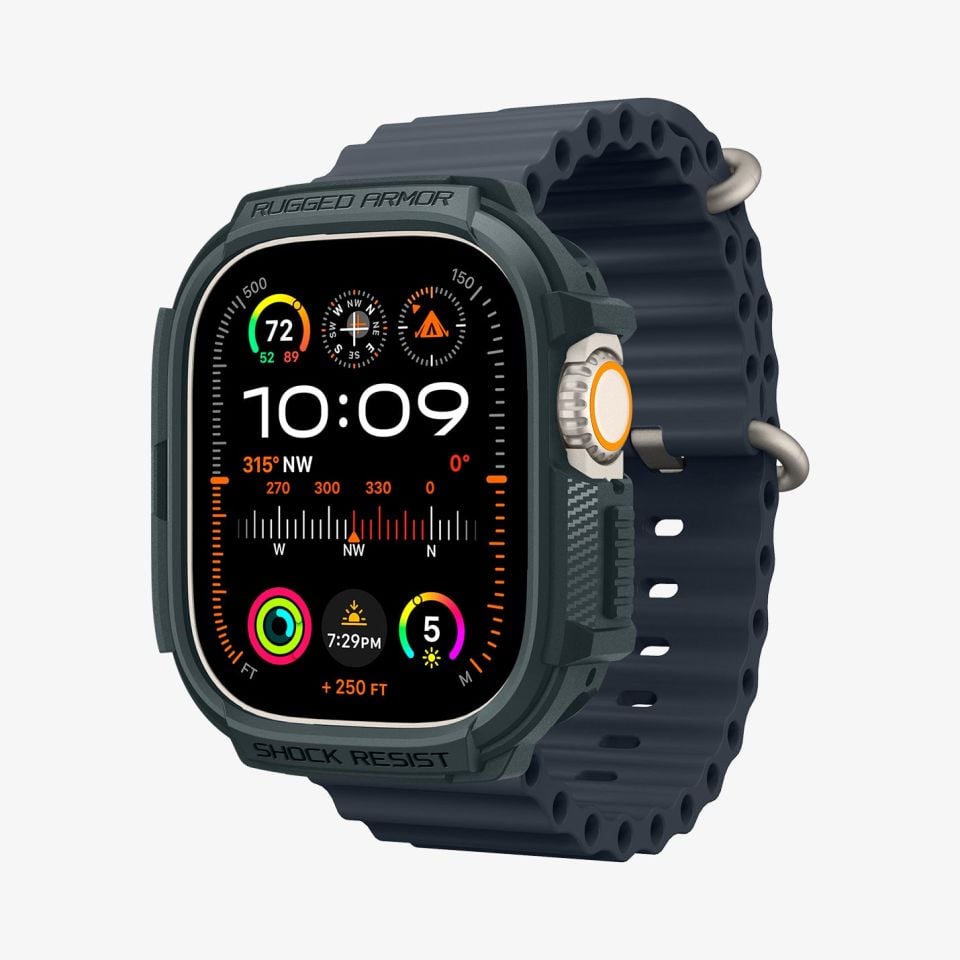 Spigen Apple Watch 49mm (Ultra 2/1) Kılıf Rugged Armor Abyss Green